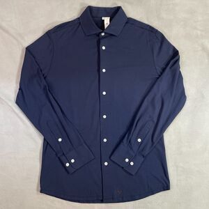 State And Liberty Mens Medium Casual Button Down Shirt Stretch Long Sleeve Blue